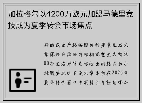 加拉格尔以4200万欧元加盟马德里竞技成为夏季转会市场焦点 加拉格尔以4200万欧元加盟马德里竞技成为夏季转会市场焦点